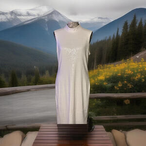 Calvin Klein White Sequin Sleeveless Bridal Bachelorette Dress